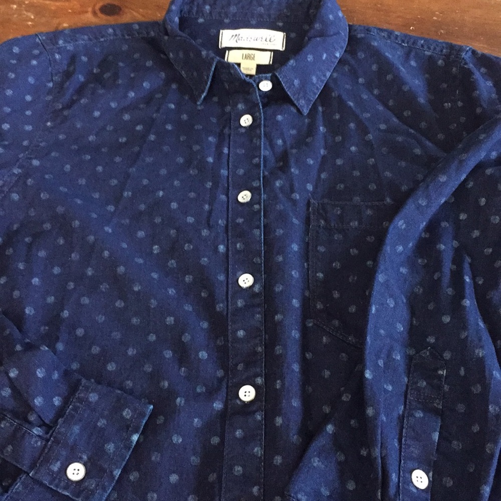 Madewell Chambray Button Down Inky With Dots - image 1